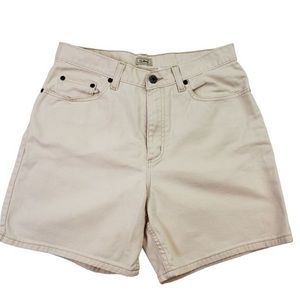 L.L. Bean High Rise Khaki Denim Shorts Size 12